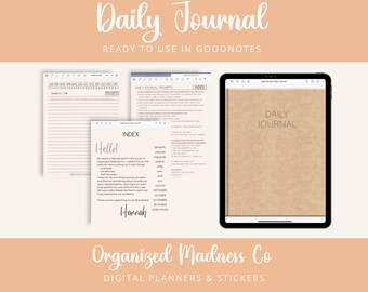 Light Brown Leather Digital Daily Journal | GoodNotes Daily Journal | Daily Gratitude Journal | Daily Self-Discovery Journal | Diary Journal