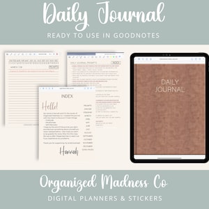 Dark Brown Leather Digital Daily Journal | GoodNotes Daily Journal | Daily Gratitude Journal | Daily Self-Discovery Journal | Diary Journal
