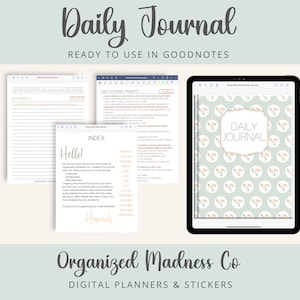 Dusty Blue Floral Digital Daily Journal | GoodNotes Daily Journal | Daily Gratitude Journal | Daily Self-Discovery Journal | Diary Journal
