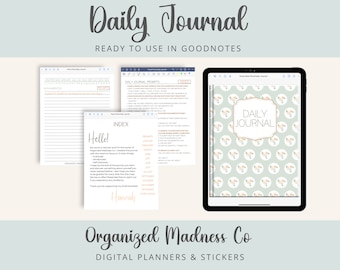 Dusty Blue Floral Digitales Tagesjournal | GoodNotes Daily Journal | Tägliches Dankbarkeitstagebuch | Tägliches Selbstfindungstagebuch | Tagebuch Journal