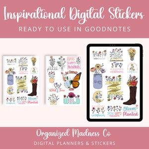 Inspirational Wildflower Digital Planner Stickers | GoodNotes Sticker Book | Floral Stickers for Digital Planner | Boho Flower Stickers