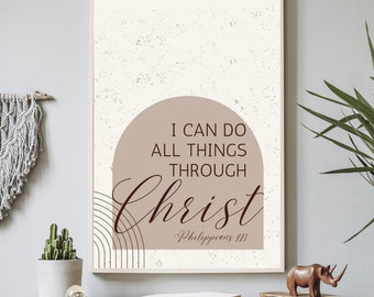 PHILIPPIANS 4:13 | 2023 Youth Theme | Instant Download | Bible Verse | BOHO ART printable | I can do all things through Christ