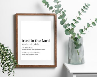 Trust in the Lord with all thine heart | definition printable | dictionary print | proverbs 3:5-6 | 2022 youth theme | instant download