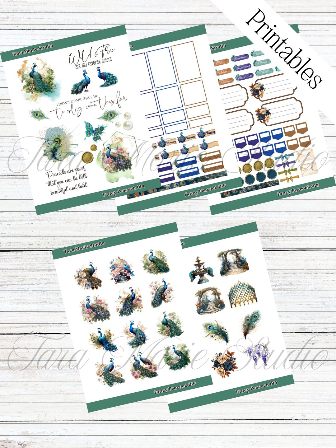 Peacock Flair Printable Planner Sticker Set - Etsy