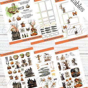 Vintage spooky Halloween printable planner sticker set