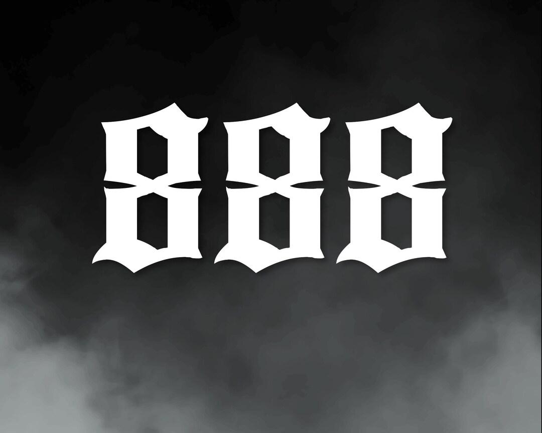 888 Angel Number Vinyl Decal ‧ Old English Gothic Font ‧ Customisable ...