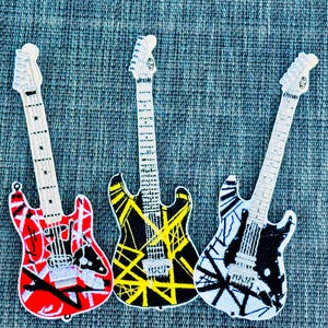 Eddie V Frankenstrat Guitar Iron-On Patch: EVH Van Halen Rock Band