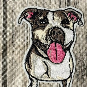 Realistic Pit Bull Iron On Patch, Rescue Dog