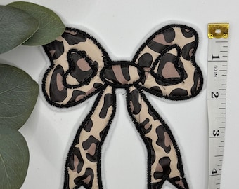 Leopard Print Side Bow Iron-On Applique - Set of 2