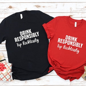 Funny Bartender TShirt, Barmaid T Shirt, Drinking Shirts, Waitress Gift, Barman Tee, Mixologist TShirt, Drink Responsibly Tip Recklessly