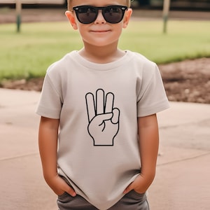 3rd Birthday Shirt with Three Fingers, 3rd Birthday Toddler Shirt, Girl-Boy Third Birthday T-Shirt, 3rd Birthday Gift, Toddler Birthday Gift