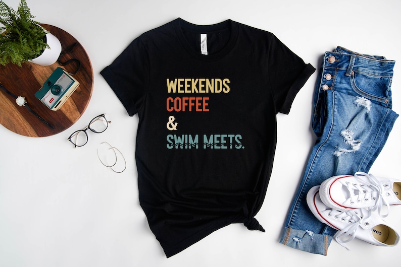Weekends café nager rencontre chemise, chemise de nageur, chemise de natation maman, tee-shirt de maman de natation, cadeau de chemise de maman nageuse, cadeau de nageur, tenue de natation image 3
