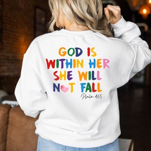 God is Within Her She Will Not Fall Hoodie, Christian Sweatshirt, Psalm 46:5, Bible Verse Sweatshirt, Religious Sweater, Bible Verse Hoodie
