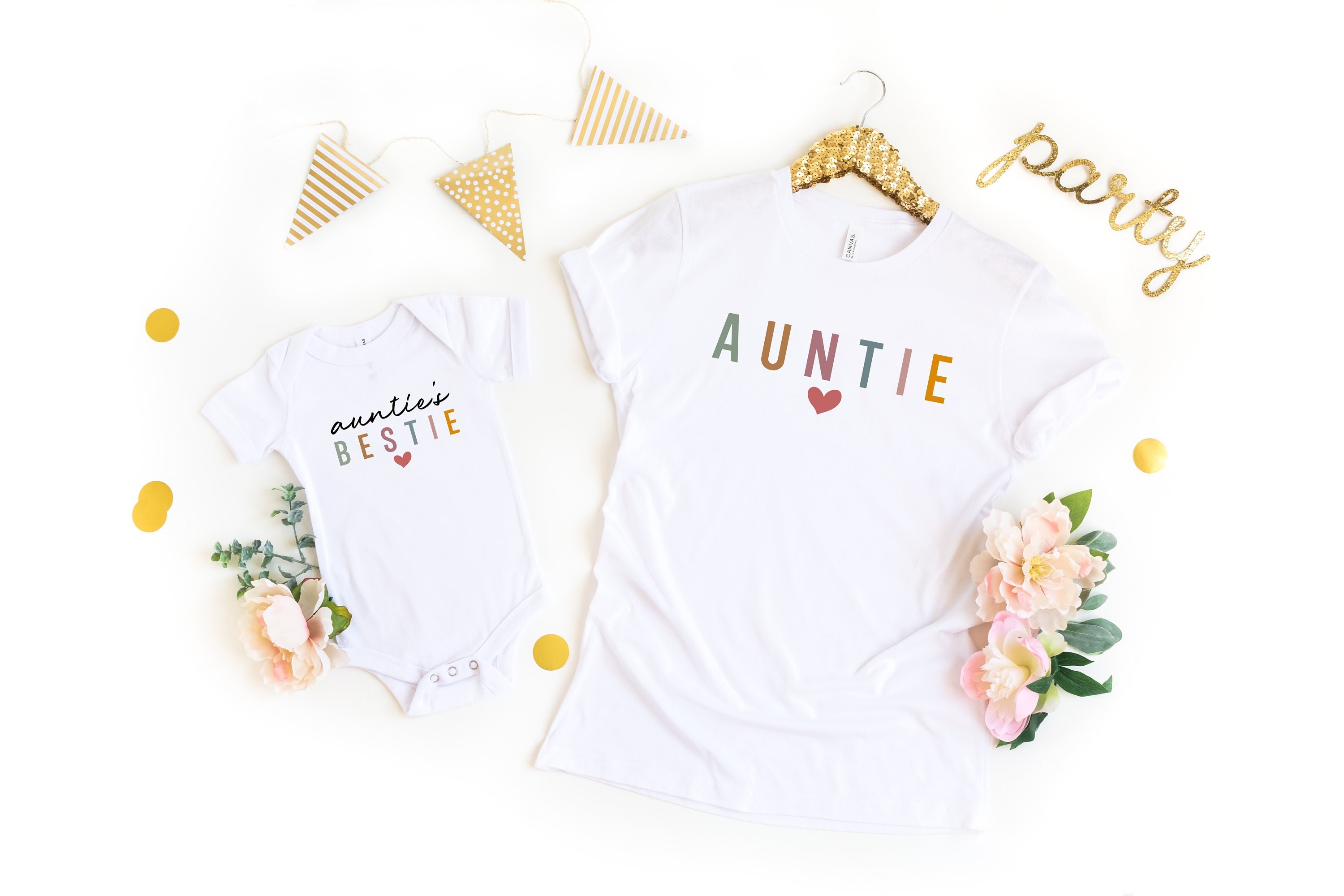Auntie and Aunties Bestie Shirt, Cute Aunt Niece Matching Family T-Shirt, Aunt Nephwe Kid Gift, Fall Season Family Outfit, Women Fall Tee