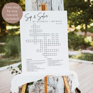 DIY Wedding Crossword Modern Sip Solve Crossword Large Sip and