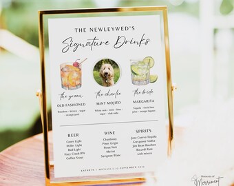 Pet Signature Cocktail Menu | Dog Photo Signature Drink Sign | Signature Cocktail Sign | Signature Cocktail Menu | Editable Template