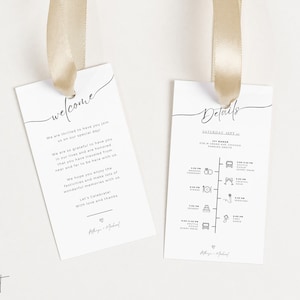 Wedding Hotel Cards | Wedding Welcome Bag Tags | Modern Wedding Gift Bag Tags | Welcome Bag Template | Minimalist Wedding Welcome Tags