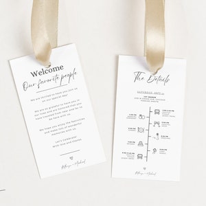 Wedding Hotel Cards | Wedding Welcome Bag Tags | Modern Wedding Gift Bag Tags | Welcome Bag Template | Minimalist Wedding Welcome Tags