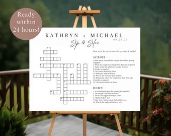 Custom Wedding Crossword | Modern Sip & Solve Crossword | Large Sip And Solve Poster | Wedding Reception Game | Cocktail Hour Crossword