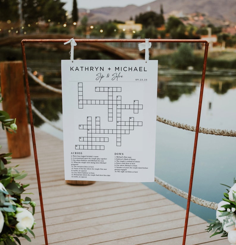 Custom Wedding Crossword Modern Sip Solve Crossword Large Sip and Custom Wedding Crossword Modern Sip Solve Crossword Large Sip and