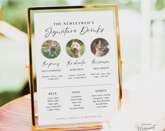 Pet Signature Cocktail Menu | Dog Photo Signature Drink Sign | Signature Cocktail Sign | Signature Cocktail Menu | Editable Template