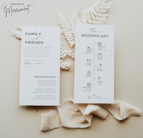Wedding Hotel Cards | Wedding Welcome Bag Tags | Modern Wedding Gift Bag Tags | Welcome Bag Template | Minimalist Wedding Welcome Tags