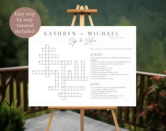 DIY Wedding Crossword | Modern Sip & Solve Crossword | Large Sip And Solve Poster | Custom Wedding Reception Game | Cocktail Hour Crossword