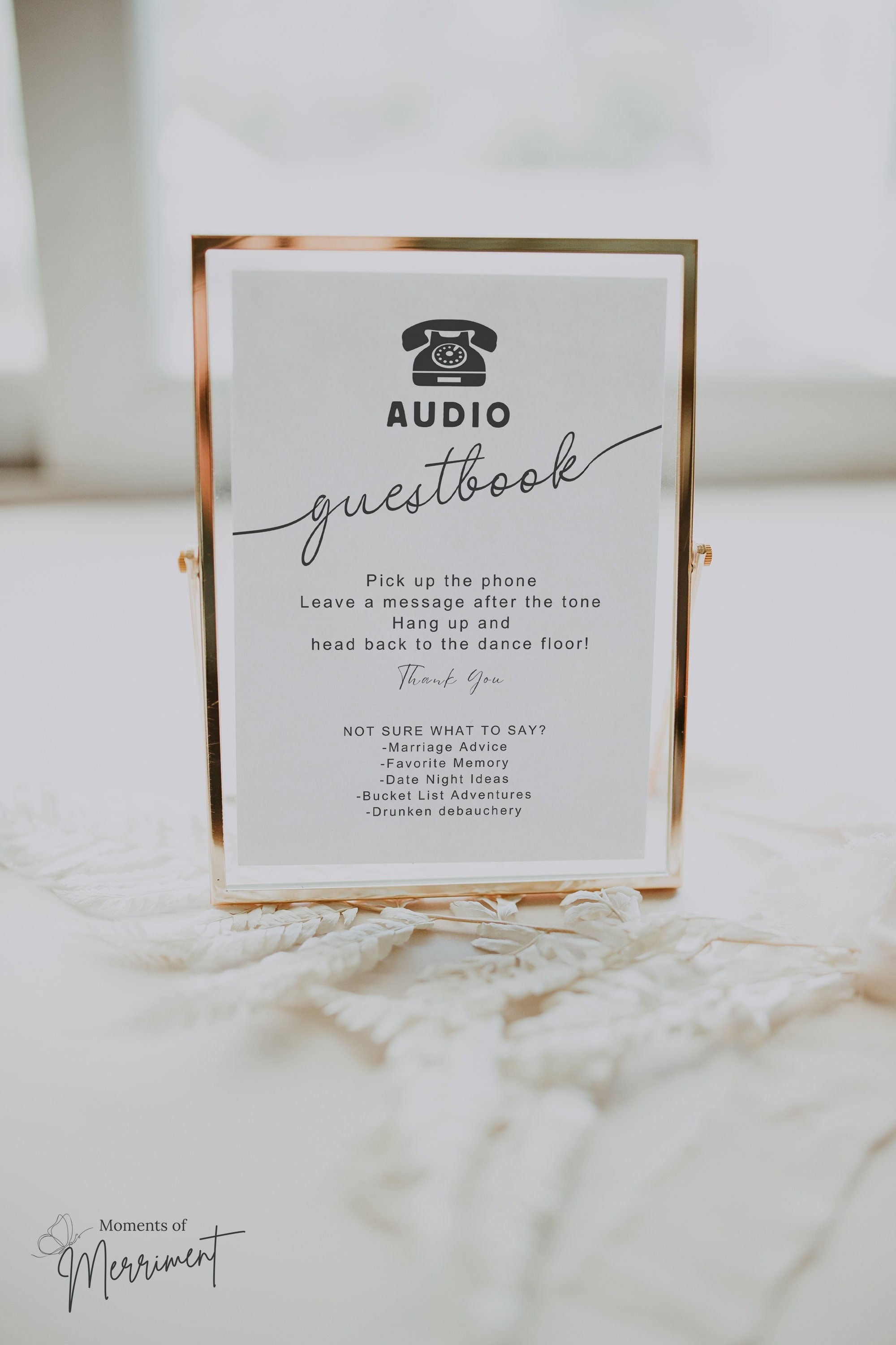 Audio Guestbook Sign | Modern Minimalist Audio Guestbook | Wedding Phone Guestbook Sign | Pick up the Phone | Leave a Message After the Tone