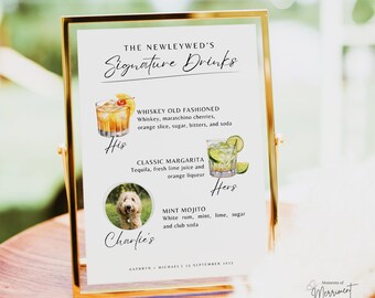 Pet Signature Cocktail Menu | Dog Photo Signature Drink Sign | Signature Cocktail Sign | Signature Cocktail Menu | Editable Template