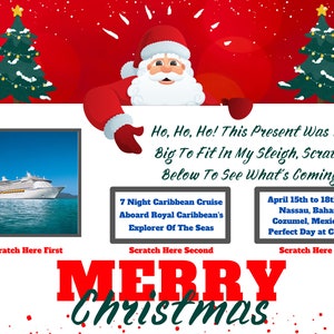 Surprise Cruise Scratch Off Ticket / From Santa / Merry Christmas / Christmas Gift / Royal Caribbean, Carnival, Norwegian and More image 4