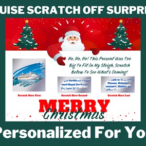 Surprise Cruise Scratch Off Ticket / From Santa / Merry Christmas / Christmas Gift / Royal Caribbean, Carnival, Norwegian and More image 1