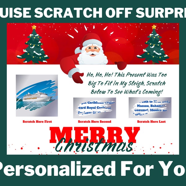 Surprise Cruise Scratch Off Ticket / From Santa / Merry Christmas / Christmas Gift / Royal Caribbean, Carnival, Norwegian and More!