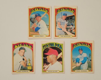 Vintage 1972 O Pee Chee Baseball Cards (Chambliss / Allen / Schaal) Set of 5 Cards