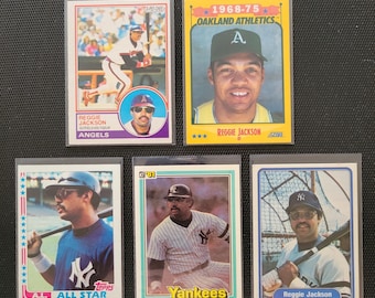 Vintage 1980's Baseball Cards (Reggie Jackson) Set of 5 Cards
