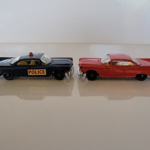 Vintage 1960&#39;s Husky &quot;Buick Electra&quot; Police Car (Blue) and Sedan (Red) Set of 2 Cars
