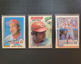 Vintage jaren 70 - 80 O Pee Chee honkbalkaarten (Johnny Bench) Set van 3 kaarten