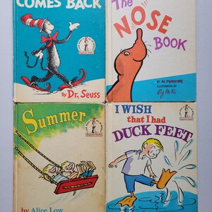Vintage Dr. Seuss Anfängerbücher (4 Bücher) Katze im Hut kommt Back-Nose Book -Summer-Duck Feet