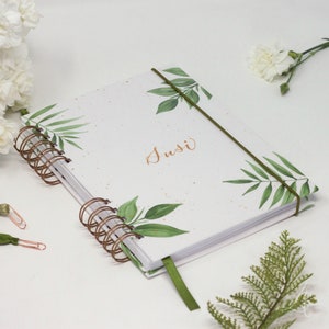 Libreta personalizada, pintada, escrita y hecha  a mano, botánica A5 encuadernación artesanal