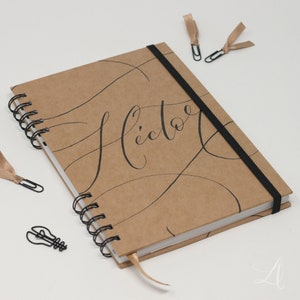 Libreta personalizada, pintada, escrita y hecha a mano, Kraft A5 encuadernación artesanal