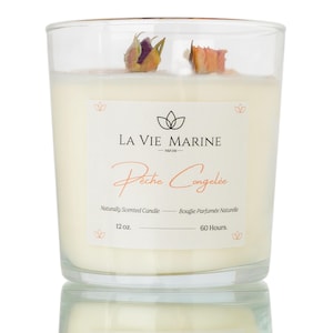 Peach Candle, Pêche Congelée Decorated Candle, Sweet Sugary Scented Candle, Natural Soy Wax Candle, Living Room Decor