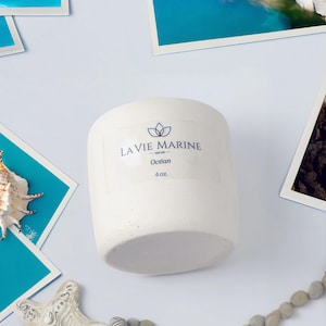 Ocean Scented Soy Wax Candle: Concrete Jar, Coastal Home Decor