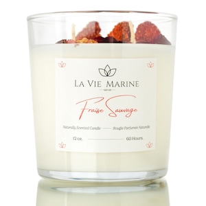 Strawberry Candle, Fraise Sauvage Decorated Candle, Handmade Sweet Candle, Natural Soy Wax Candle, Living Room Decor