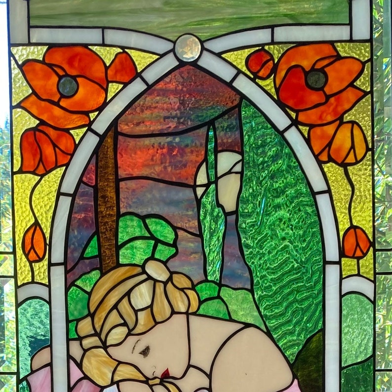 Custom Alphonse Mucha Stained Glass Panel Etsy
