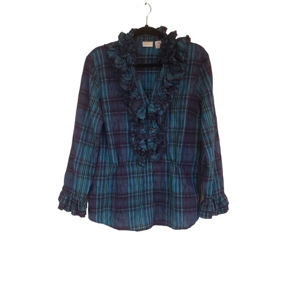 vintage Newport News ruffle blouse size 16 purple… - image 1