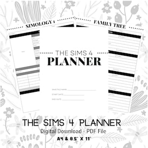 Sims 4 Planner (Black/White) | Log Book | Tracker | Instant Download
