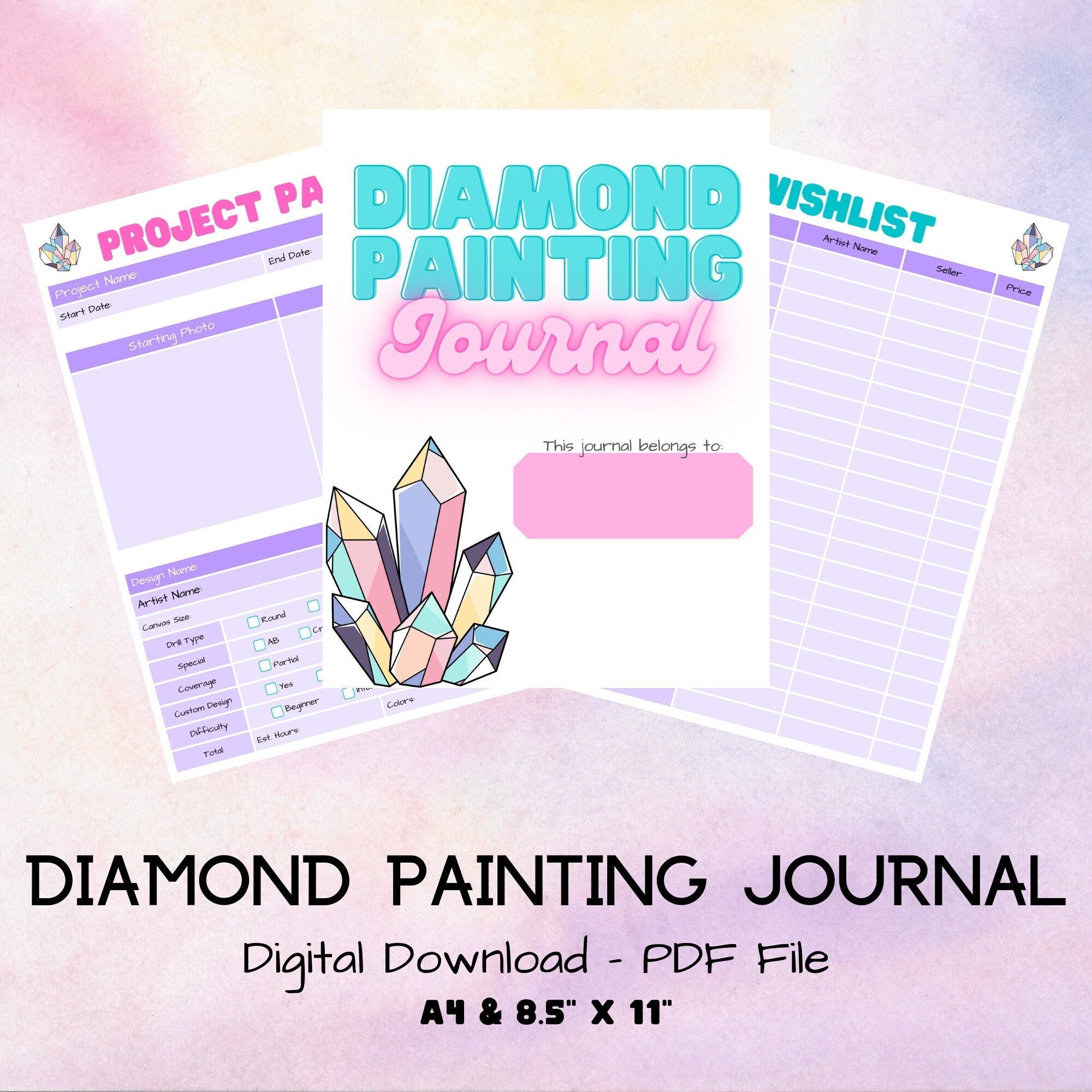 Diamond Painting Journal Diamond Painting Logbook Diamond Art Journal  Watercolor Diamond Art Planner Digital Download Journal -  Israel