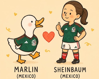 Merlin the duck and Sheinbaum Mexican President png/jpg/svg