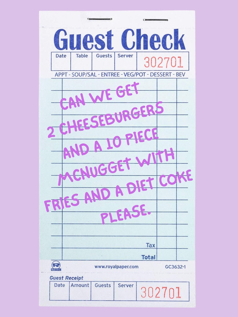 Custom Guest Check Poster Set of 2 Etsy