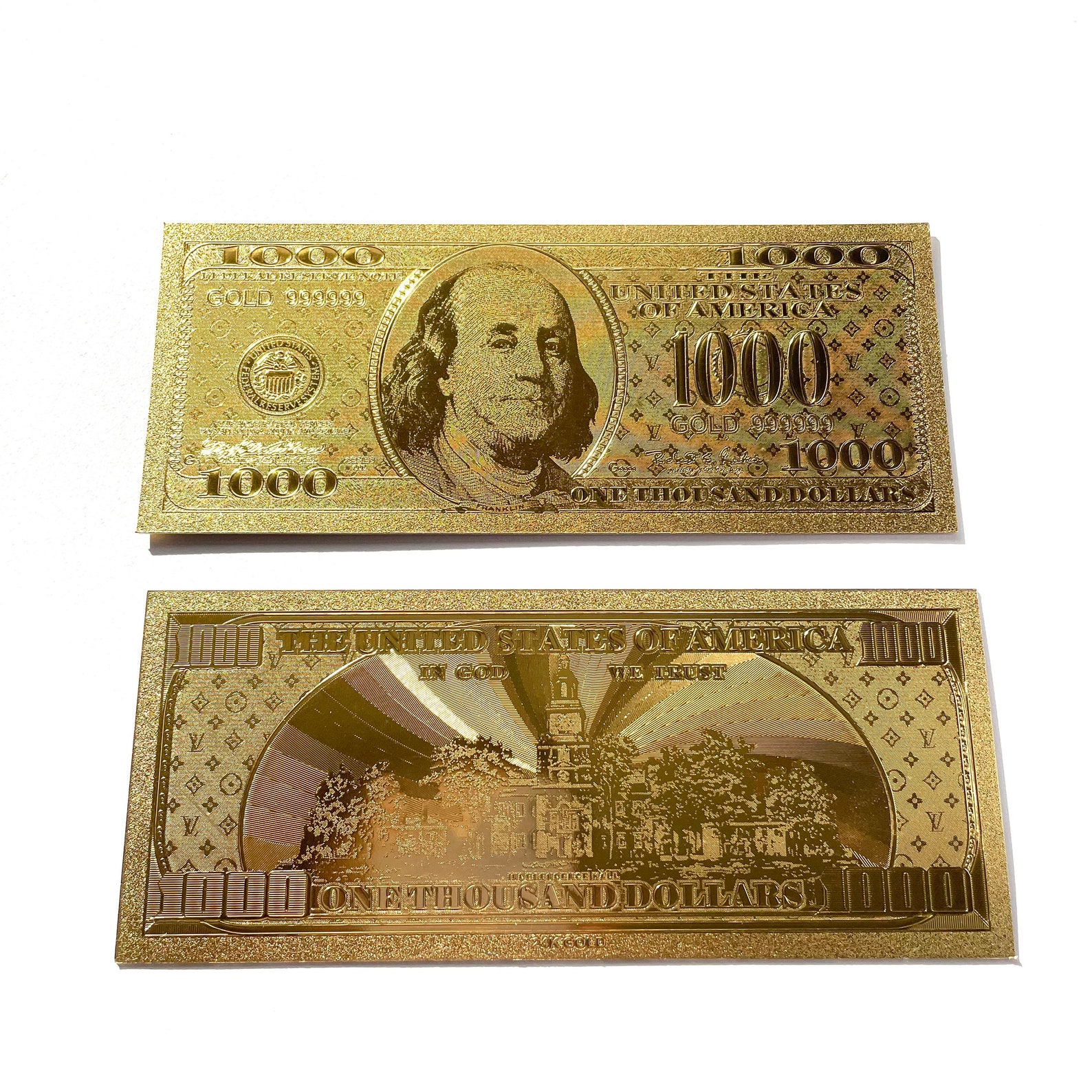 1k 1000 Gold Foil Dollar Bill Placeholders Prop Money Etsy