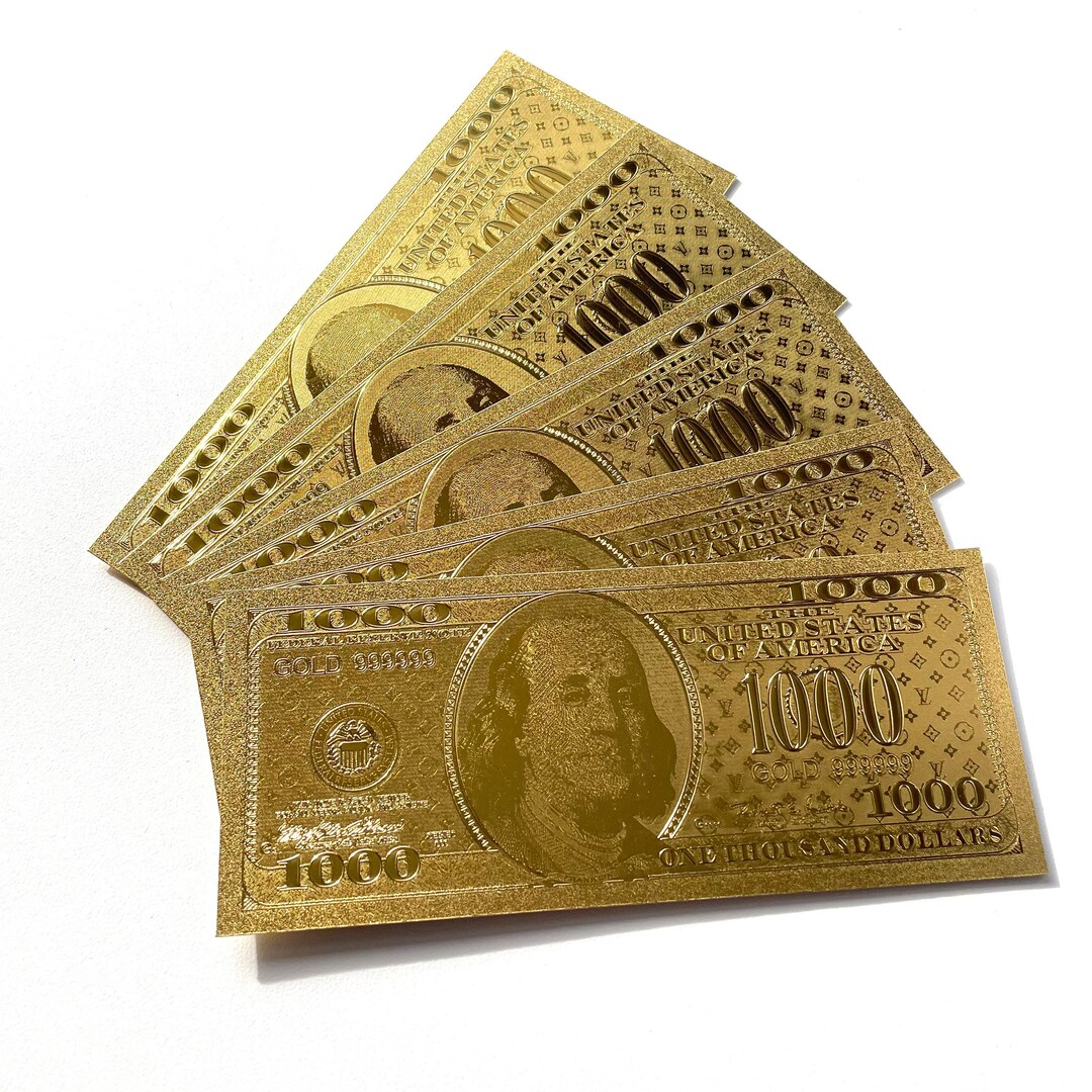 1k 1000 Gold Foil Dollar Bill Placeholders Prop Money Sinking Funds